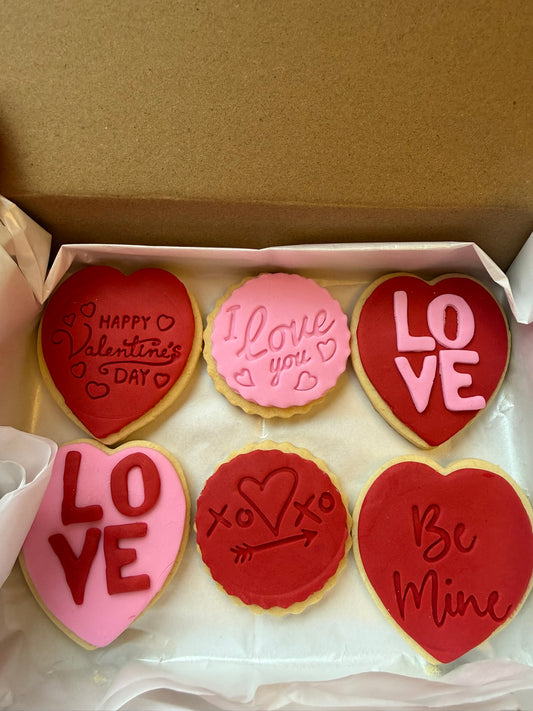 Fondant Valentine Cookie Gift Box - 6 & 8 Pieces
