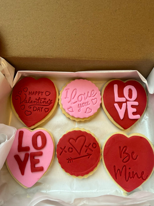 Fondant Valentine Cookie Gift Box - 6 & 8 Pieces