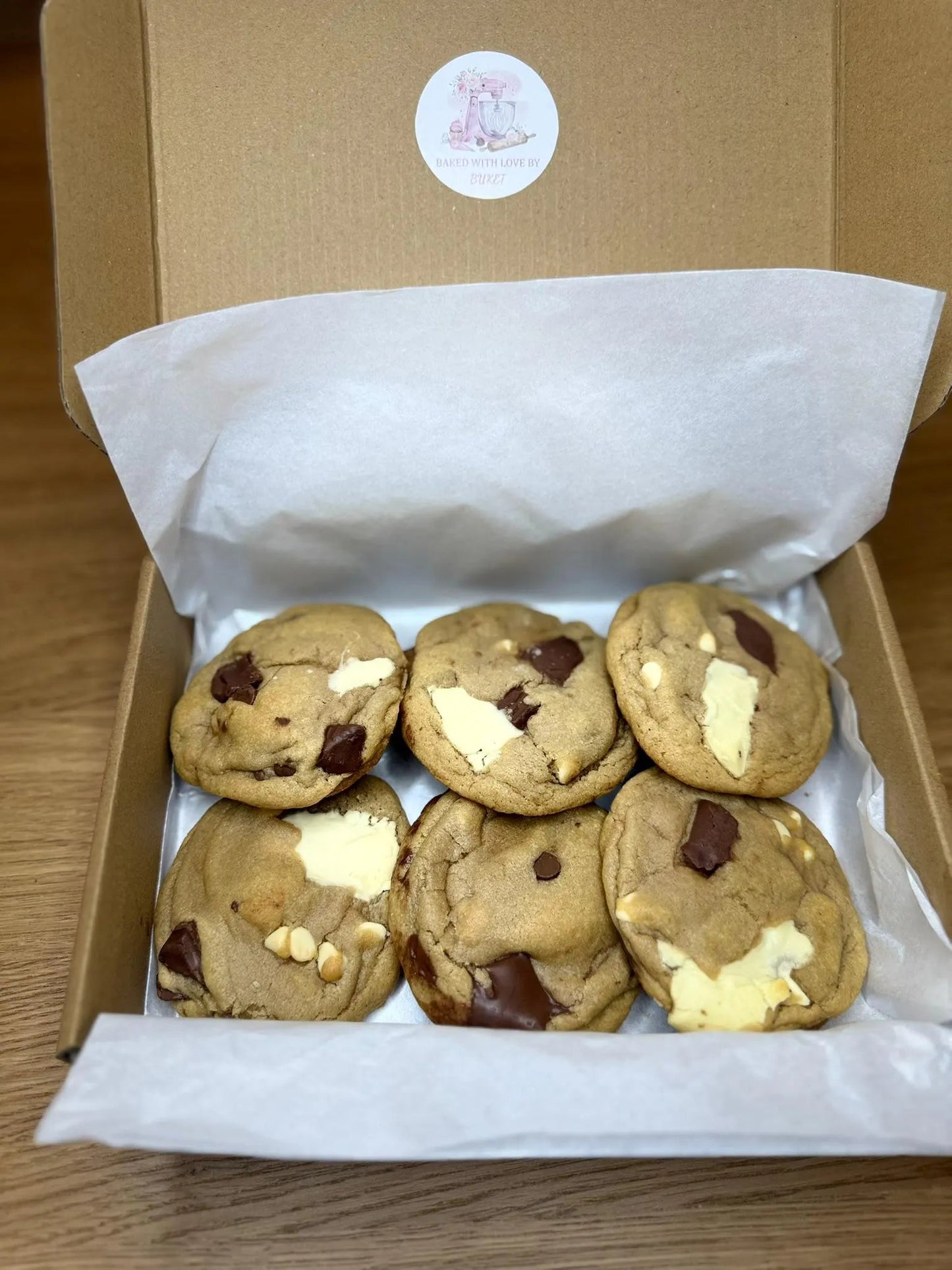 NYC Style Giant Chunky Chocolate Cookies Box of 6 - Freshly Home Baked - Custom Stuffed Cookies - Gift Box - Baked Fresh On Dispatch Day - Buket's Cake Atelier