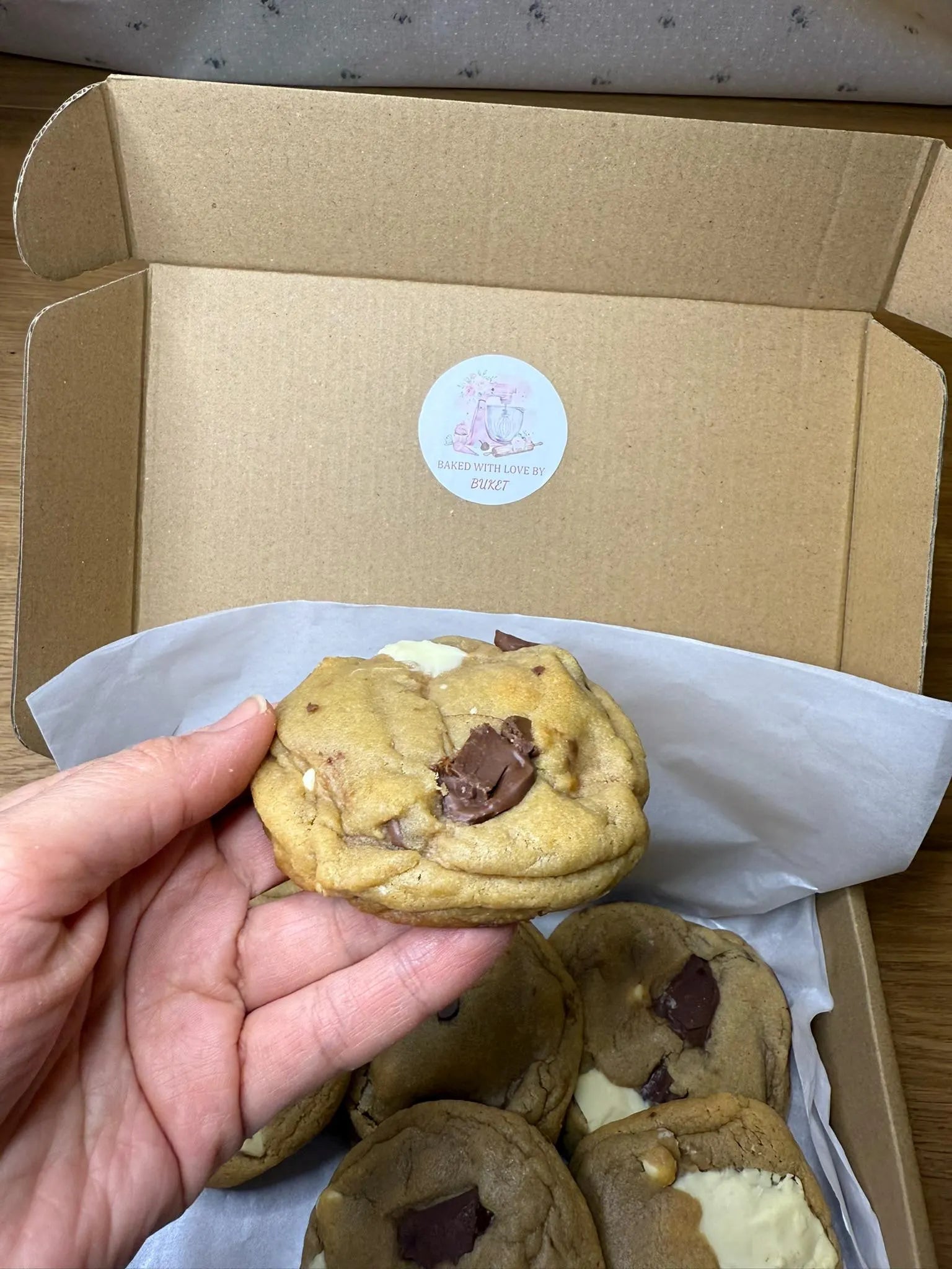 NYC Style Giant Chunky Chocolate Cookies Box of 6 - Freshly Home Baked - Custom Stuffed Cookies - Gift Box - Baked Fresh On Dispatch Day - Buket's Cake Atelier