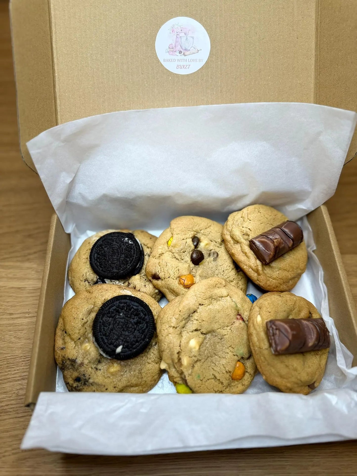 NYC Style Giant Chunky Chocolate Cookies Box of 6 - Freshly Home Baked - Custom Stuffed Cookies - Gift Box - Baked Fresh On Dispatch Day - Buket's Cake Atelier