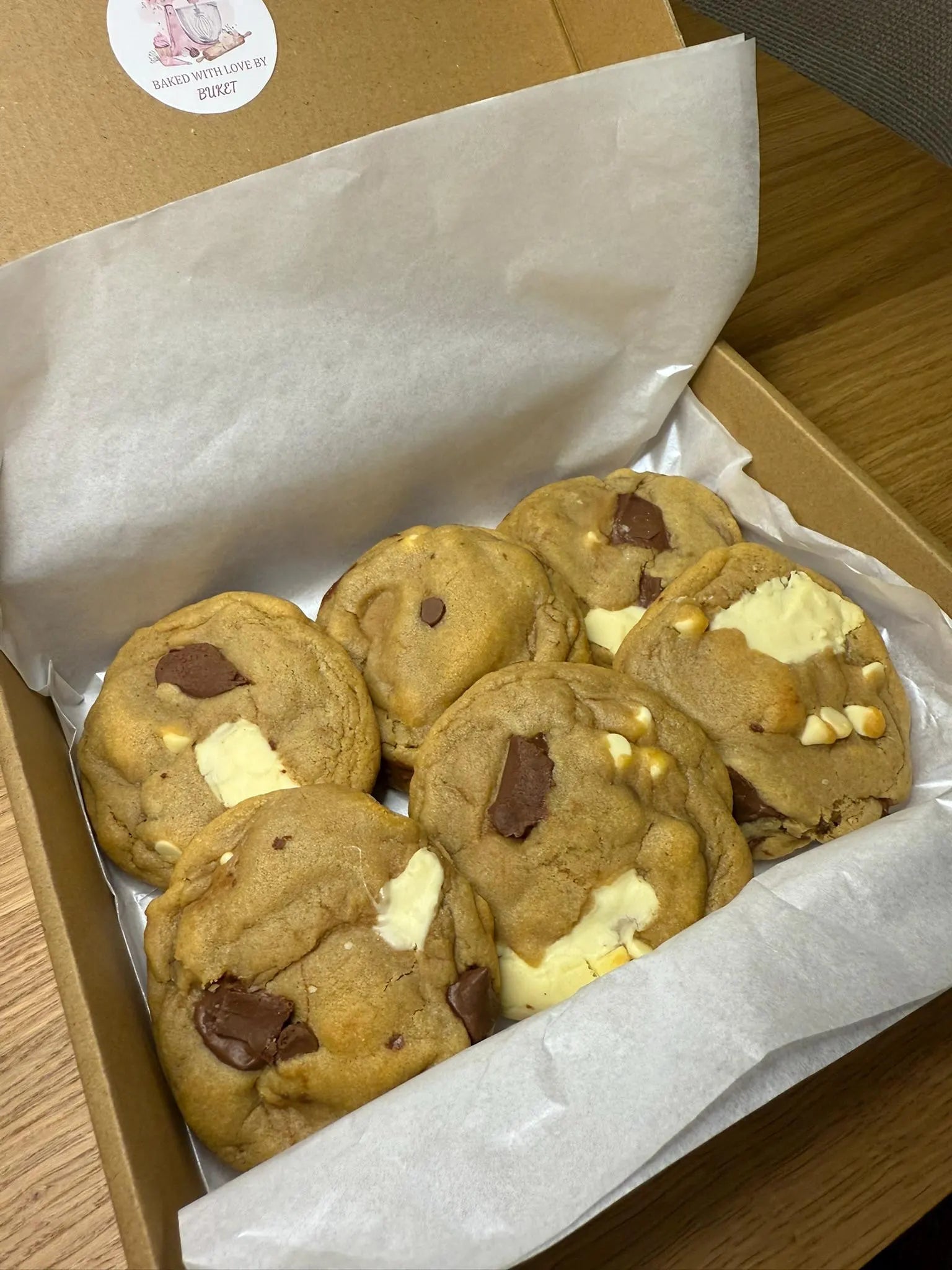 NYC Style Giant Chunky Chocolate Cookies Box of 6 - Freshly Home Baked - Custom Stuffed Cookies - Gift Box - Baked Fresh On Dispatch Day - Buket's Cake Atelier