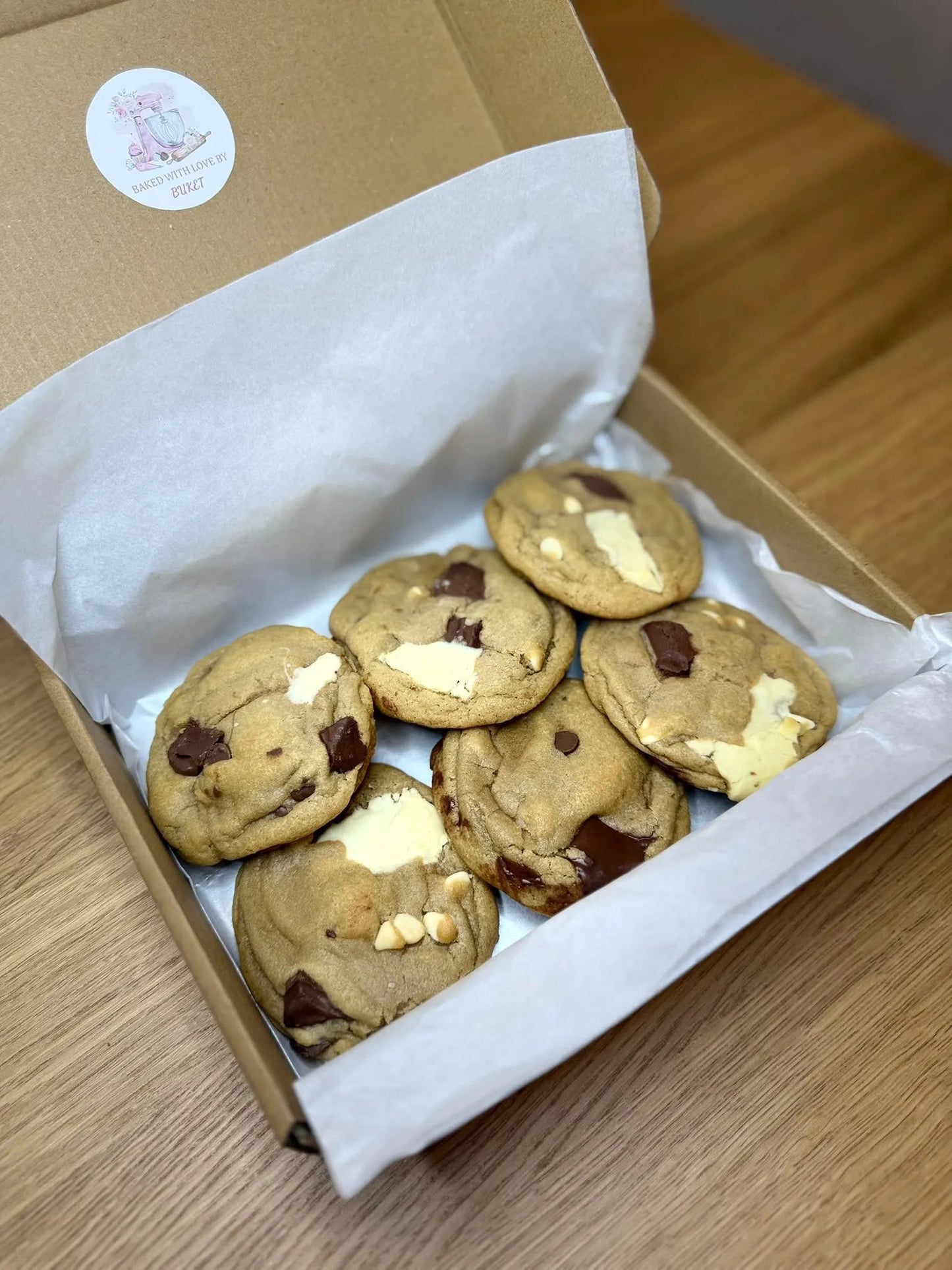 NYC Style Giant Chunky Chocolate Cookies Box of 6 - Freshly Home Baked - Custom Stuffed Cookies - Gift Box - Baked Fresh On Dispatch Day - Buket's Cake Atelier